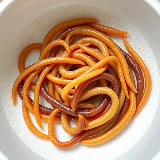 Mealworms offered in shallow dish