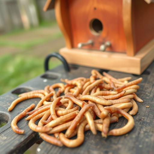 Mealworms scattered on bird table