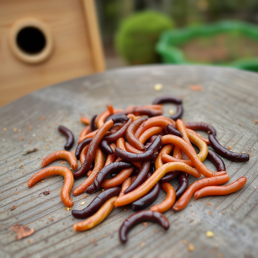 Mealworms scattered on bird table