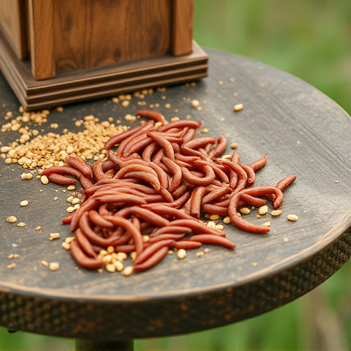 Mealworms scattered on bird table