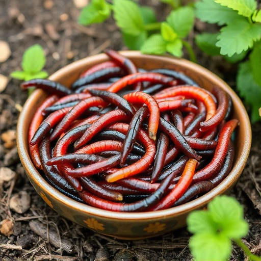 Mealworms served in shallow garden dish