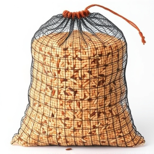Mesh bag filled with birdseed mix