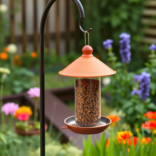 Mess-free tube feeder in garden setting