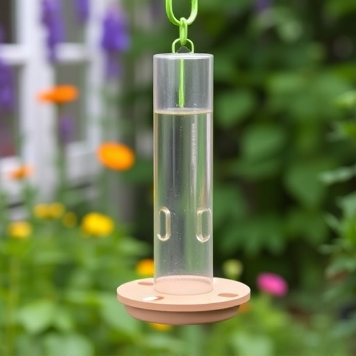 Mess-free tube feeder in garden setting