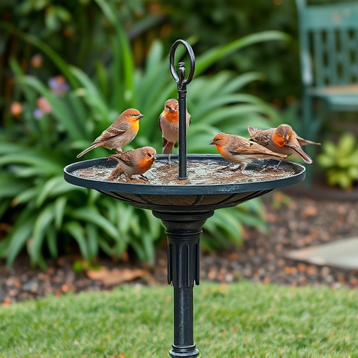 Metal bird bath with multiple birds