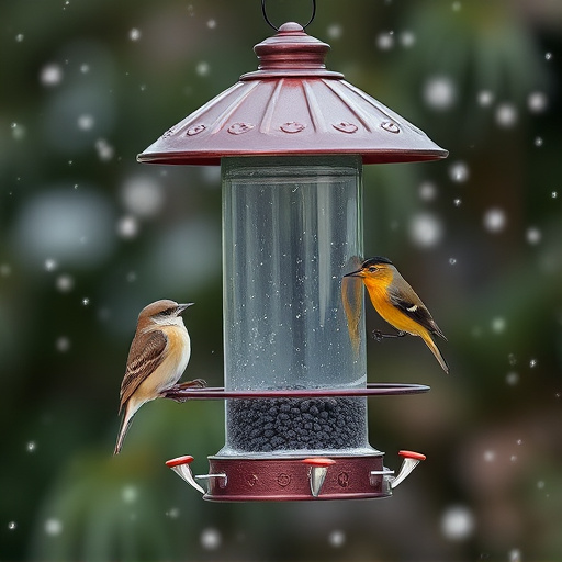 Metal bird feeder resisting harsh weather