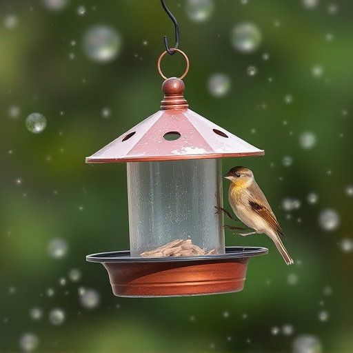 Metal bird feeder resisting harsh weather