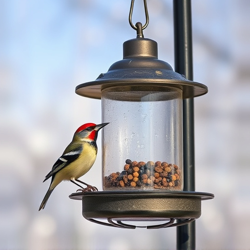 Metal bird feeder resisting harsh weather