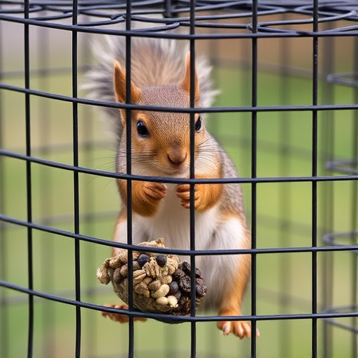 Metal cage preventing squirrels eating seeds