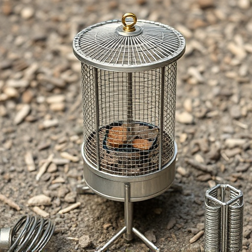 Metal ground feeder with protective mesh