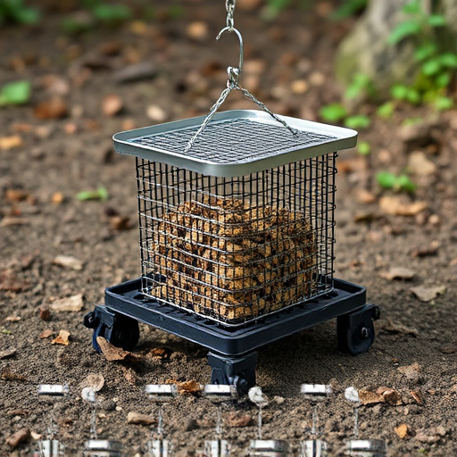 Metal ground feeder with protective mesh