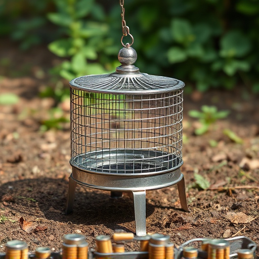 Metal ground feeder with protective mesh