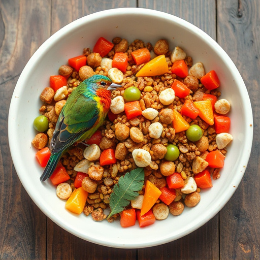 Mixed bird food in shallow dish