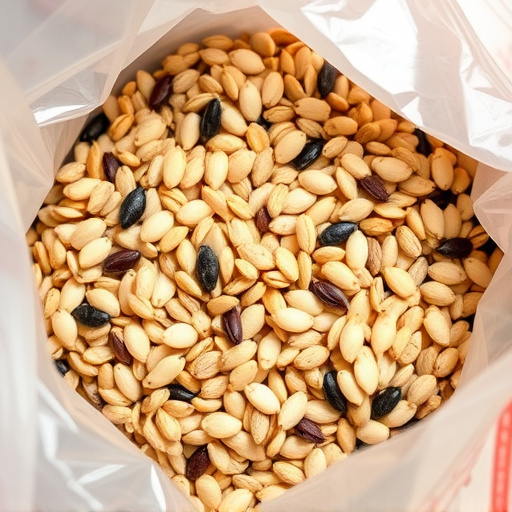 Mixed seed blend in clear plastic bag