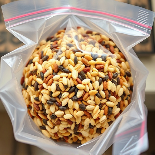 Mixed seed blend in clear plastic bag