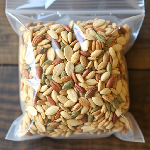 Mixed seed blend in clear plastic bag