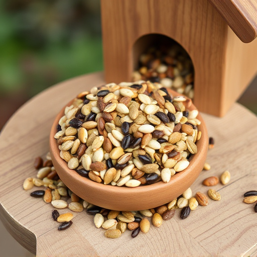 Mixed seed blend on wooden bird table