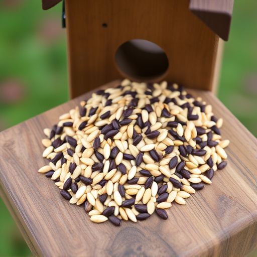 Mixed seed blend on wooden bird table