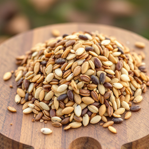 Mixed seed blend on wooden bird table