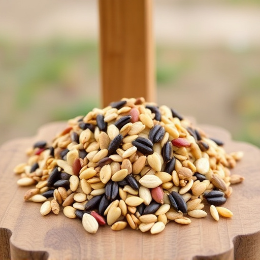 Mixed seed blend on wooden bird table