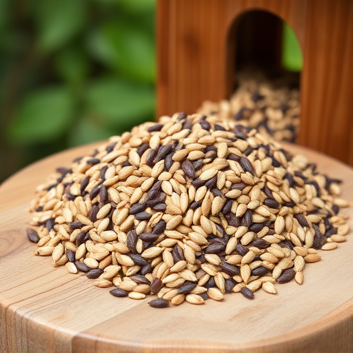 Mixed seed blend on wooden bird table