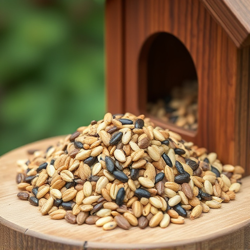 Mixed seed blend on wooden bird table