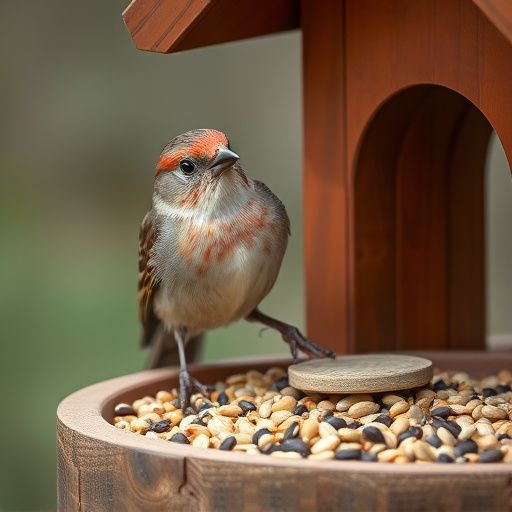 Mixed seeds on a wooden bird table