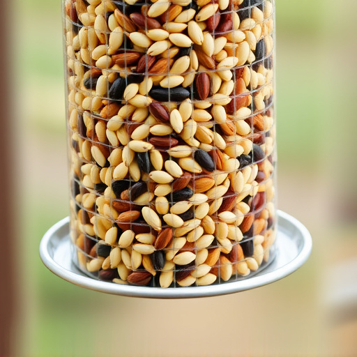 Mixed seeds without husks in feeder
