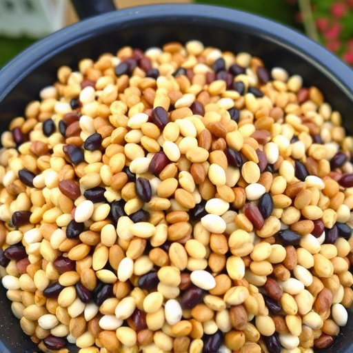 Mixed seeds without husks in feeder
