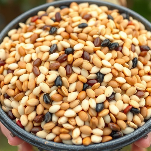 Mixed seeds without husks in feeder