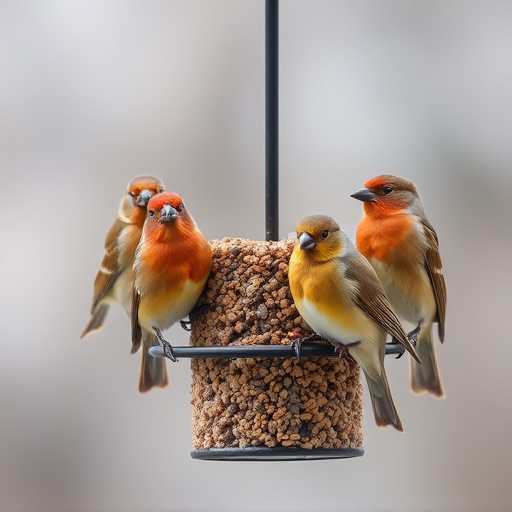 Multiple birds perched on suet feeder