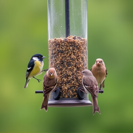 Multiple birds perched on suet feeder