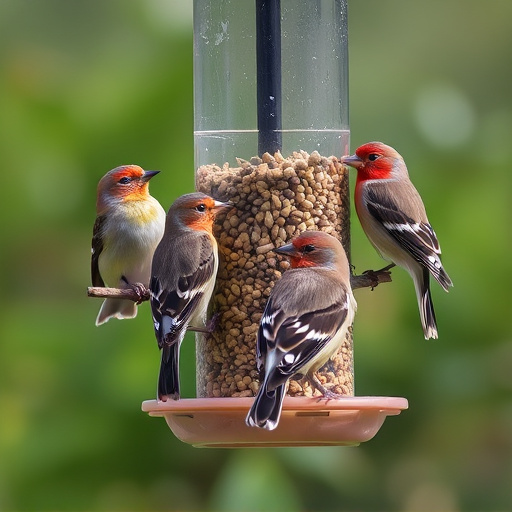 Multiple birds perched on suet feeder