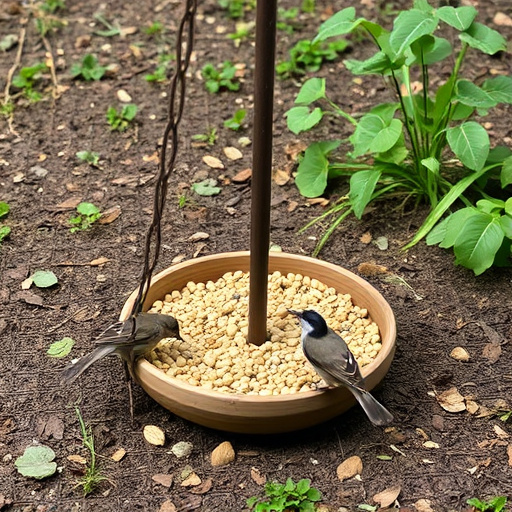 Natural ground feeding station for birds