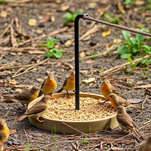 Natural ground feeding station for birds