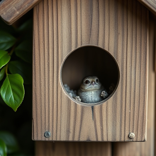 Nest box with entrance hole close-up