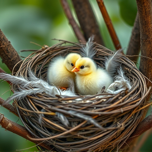 Nest with feathers but no chicks