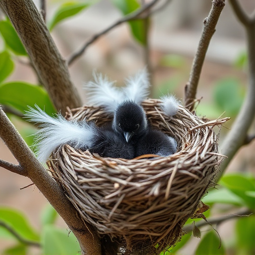 Nest with feathers but no chicks
