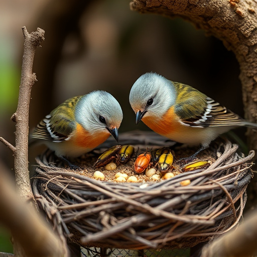 Nesting birds fed soft insects