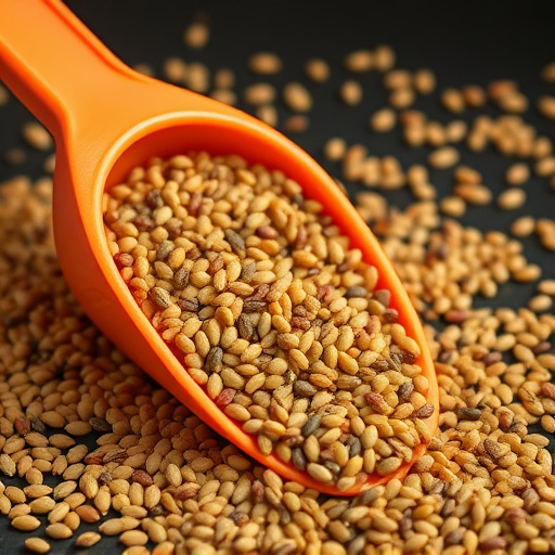 Niger seed in a plastic scoop