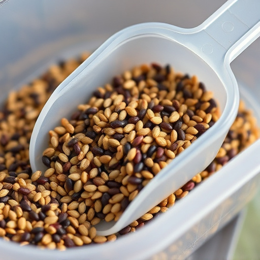 Niger seed in a plastic scoop