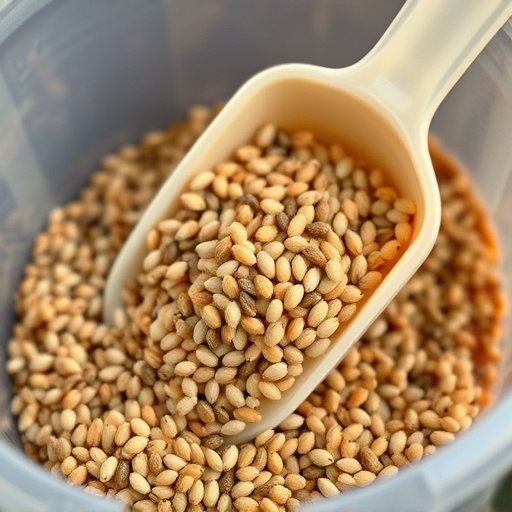 Niger seed in a plastic scoop