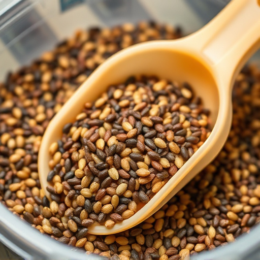 Niger seed in a plastic scoop