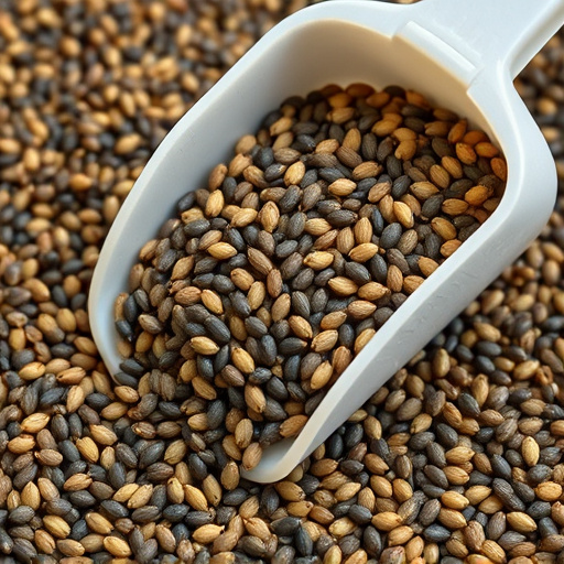 Niger seed in a plastic scoop