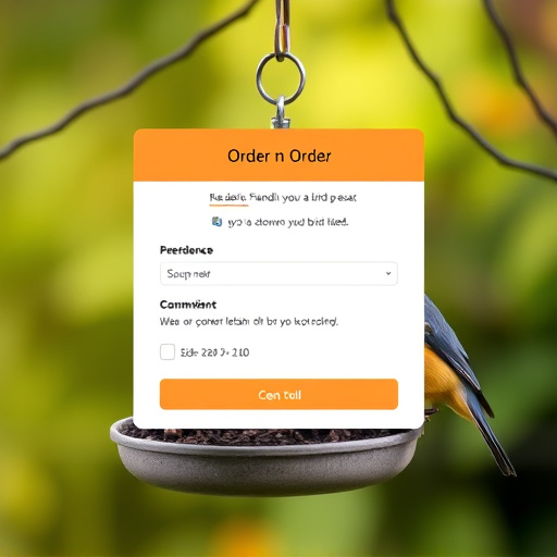 Online order confirmation for bird feed