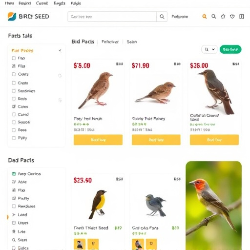 Online store page showing bird seed options
