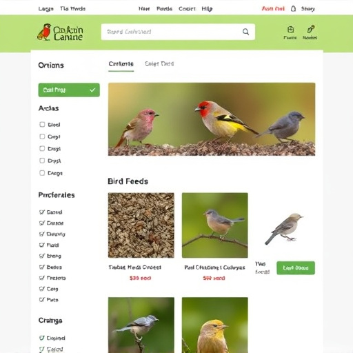 Online store page showing bird seed options