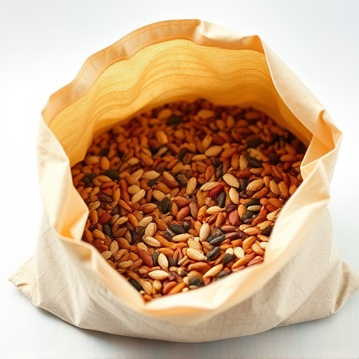 Open bag filled with bird seed mix
