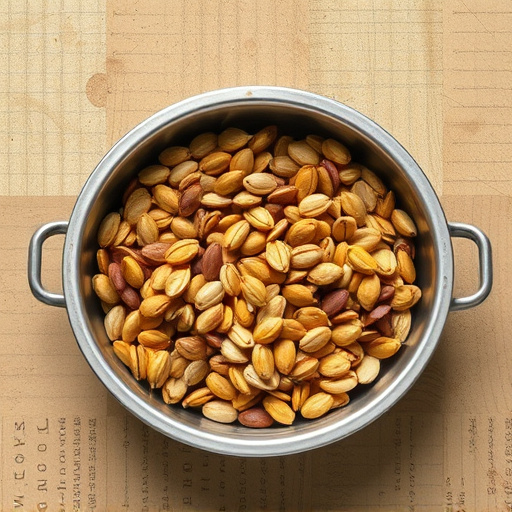 Open metal tray with sunflower seeds