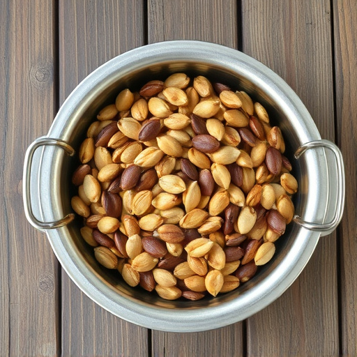 Open metal tray with sunflower seeds